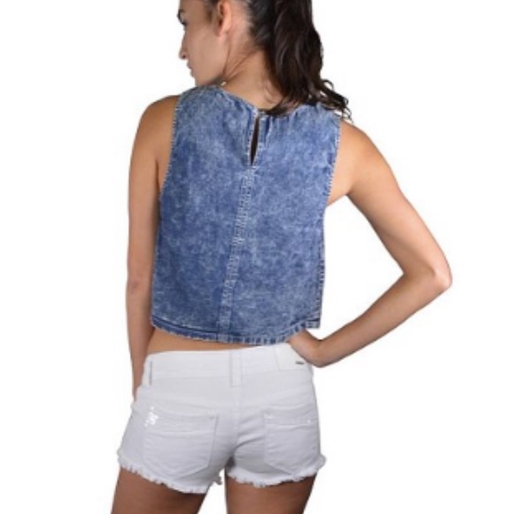 Super Soft Jean Sleeveless Crop Tank Top - Picture 3 of 5